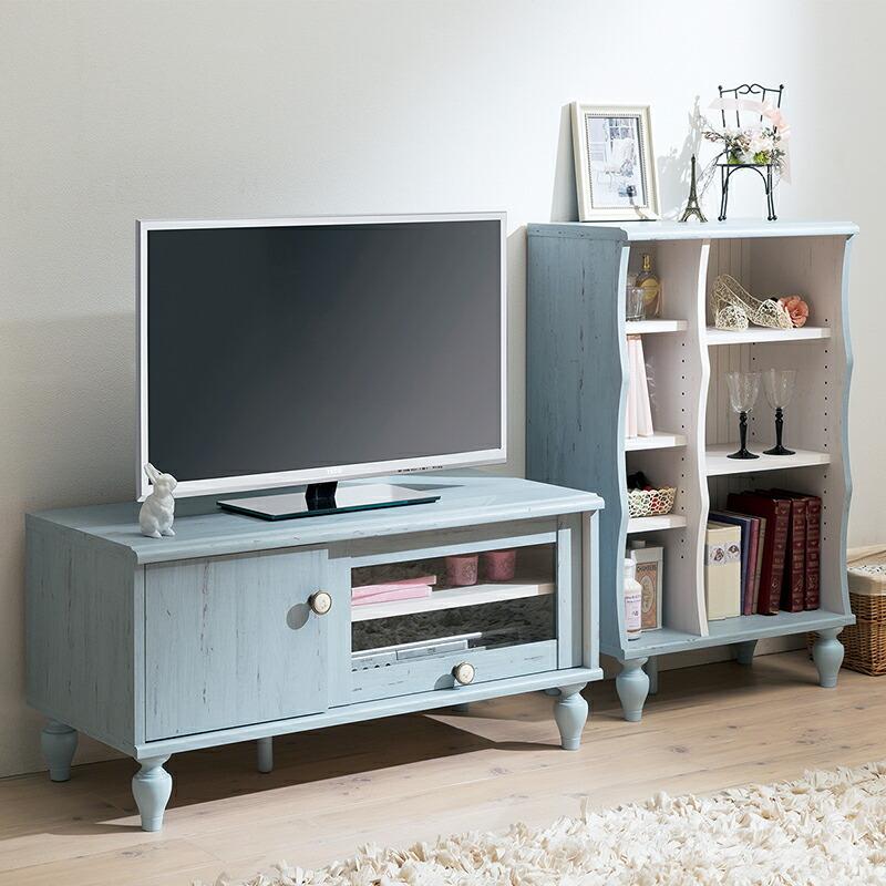 ローボード テレビ台 テレビボード フラップ扉 フレンチシャビー 32インチ 木製 TVボード 収納棚 リビングボード リビング収納 TV台 |  | 01