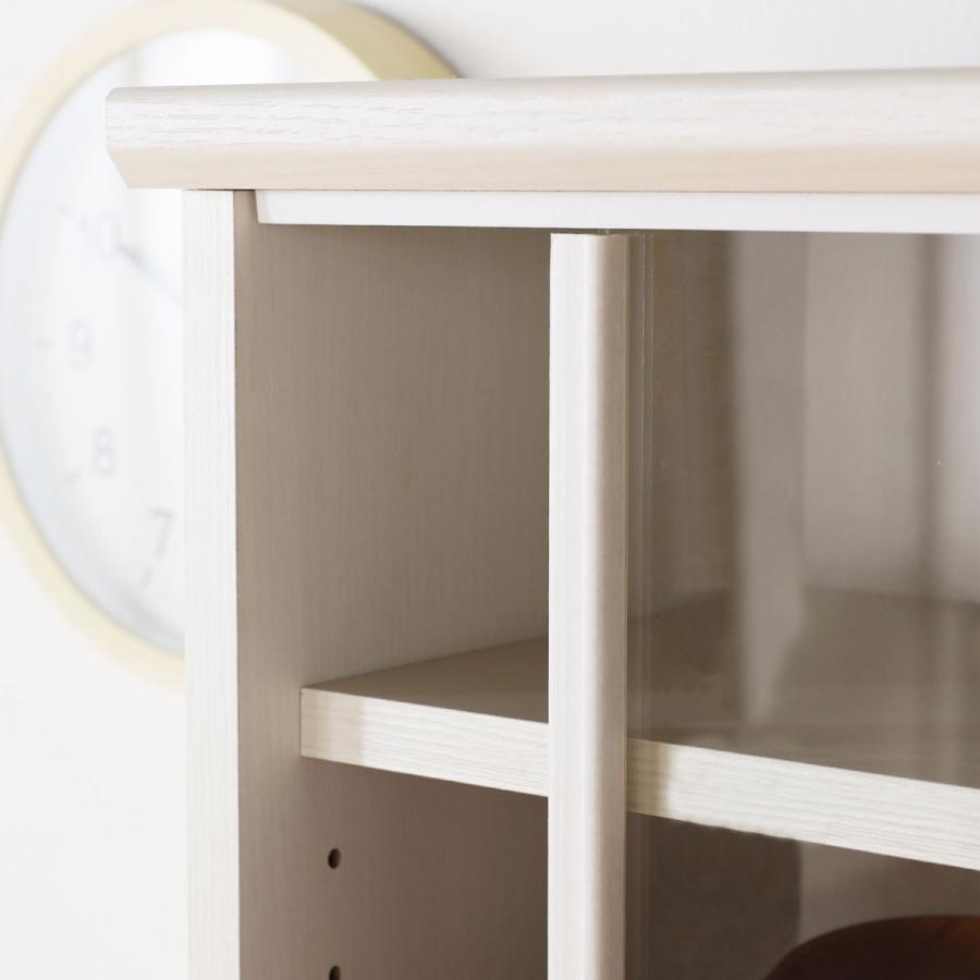 ミニカップボード 食器棚 ガラス引き戸 ミニ食器棚 ロータイプ キッチン収納 レンジ台 チェローネ キッチンボード スリム 収納家具 |  | 06