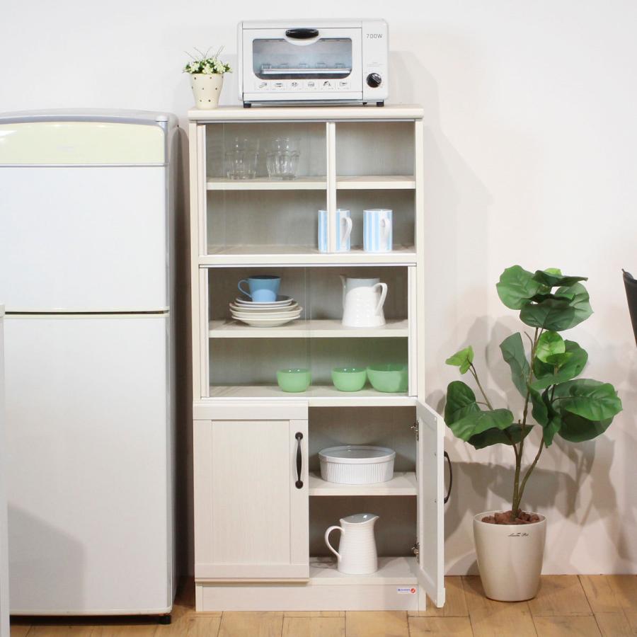 ミニカップボード 食器棚 ガラス引き戸 ミニ食器棚 ロータイプ キッチン収納 レンジ台 木製 チェローネ キッチンボード スリム |  | 03