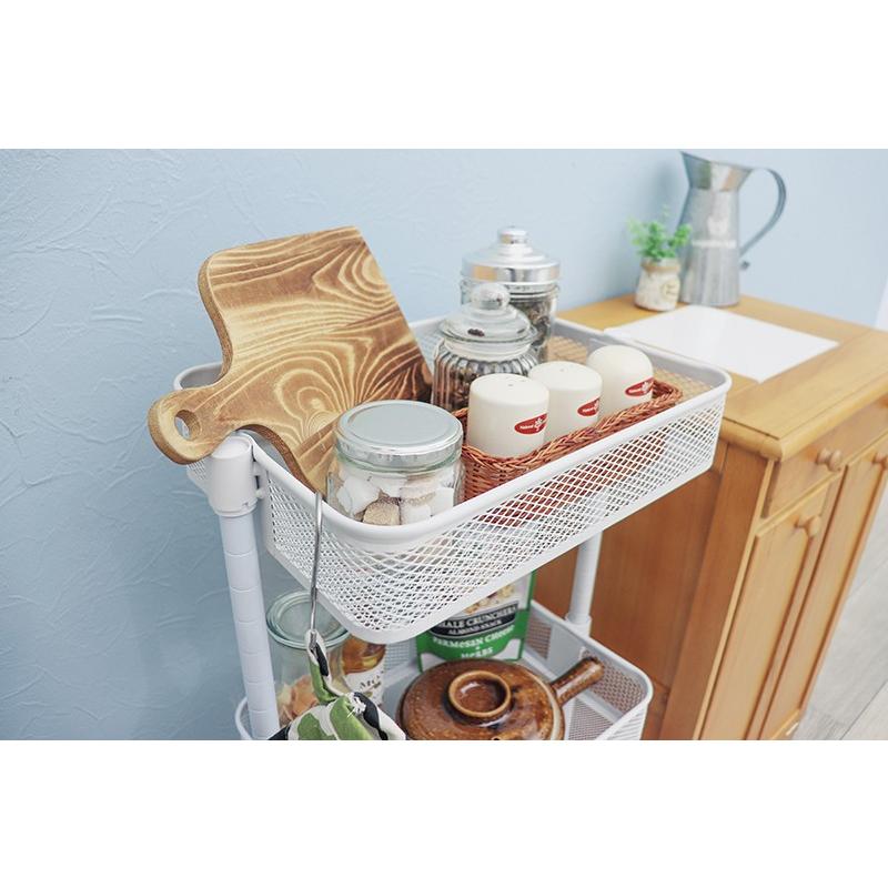 トローリーワゴン キッチンワゴン キャスター付き 3段 バスケット スリム リビング サニタリー プランター台 飾り棚 収納棚 KR-3365 |  | 02