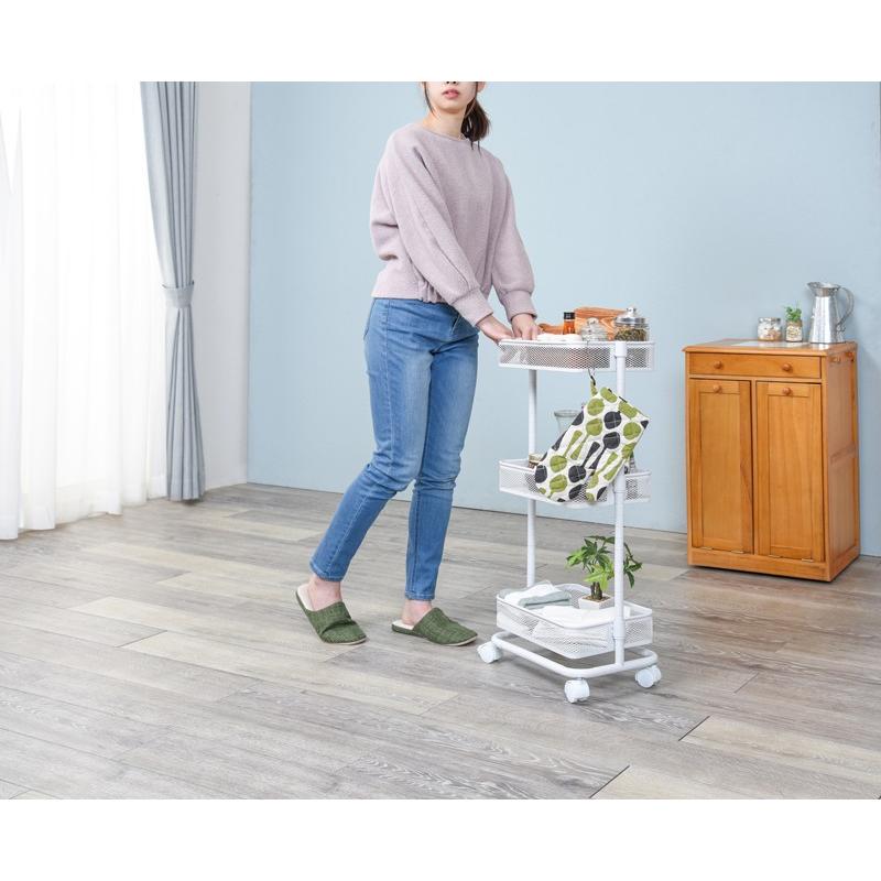 トローリーワゴン キッチンワゴン キャスター付き 3段 バスケット スリム リビング サニタリー プランター台 飾り棚 収納棚 KR-3365 |  | 06