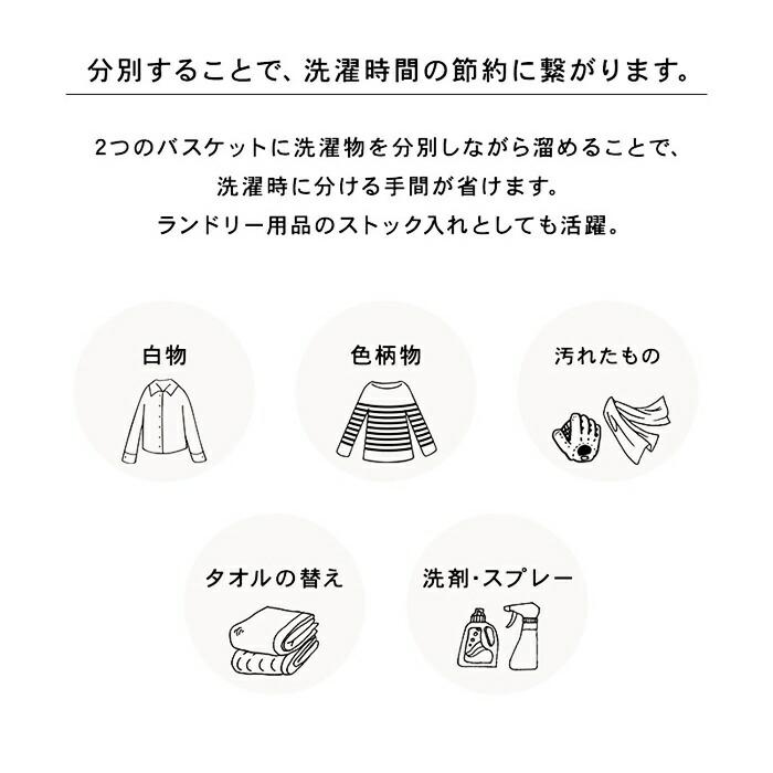 ランドリーラック ランドリーワゴン バスケット キャスター付き シングル スチール ホワイト ダークブラウン シンプル 洗濯物 ランドリー収納 おしゃれ 2BOX 洗 | ブランド登録なし | 04