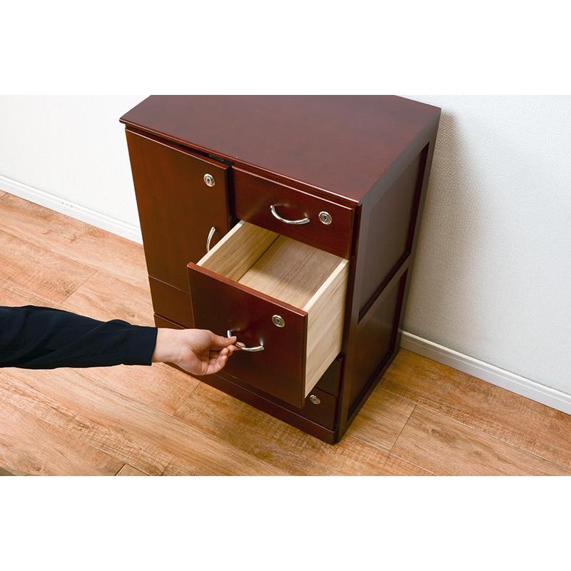 チェスト 木製 鍵付き 引き出し 収納 洋服タンス リビングチェスト 収納棚 桐チェスト ブラウン MCH-6295BR |  | 10