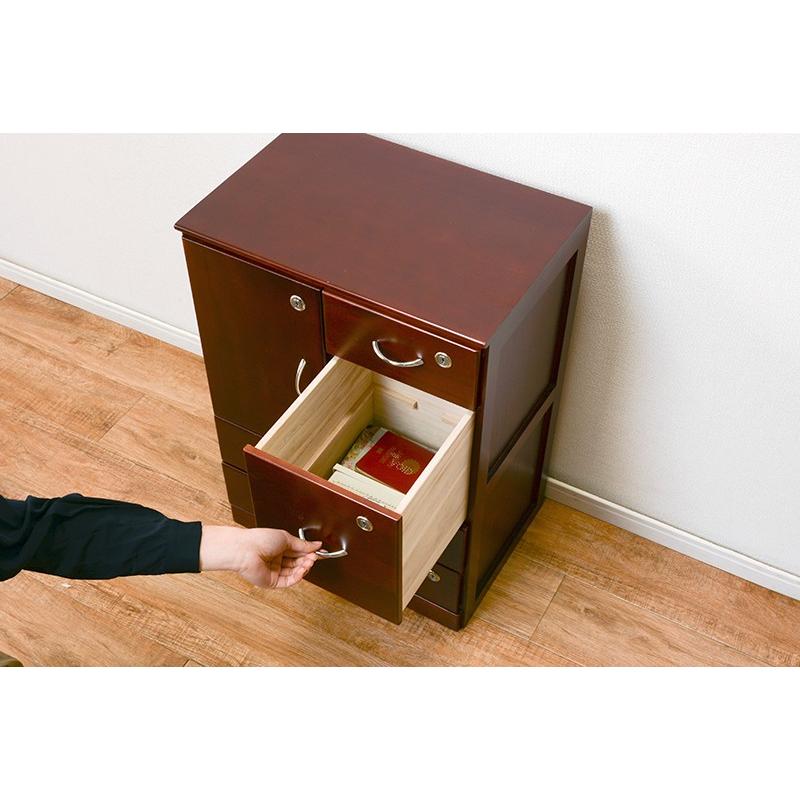 チェスト 木製 鍵付き 引き出し 収納 洋服タンス リビングチェスト 収納棚 桐チェスト ブラウン MCH-6295BR |  | 11