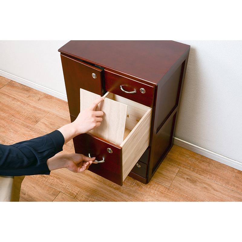 チェスト 木製 鍵付き 引き出し 収納 洋服タンス リビングチェスト 収納棚 桐チェスト ブラウン MCH-6295BR |  | 12