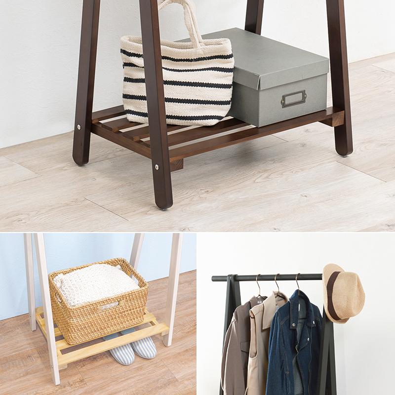 ハンガーラック 幅80m 棚付き コートハンガー スリム 木製 衣類収納 洋服掛け 衣装掛け スリム 帽子掛け 天然木 ダークグレー ハンガー 収納棚 |  | 03