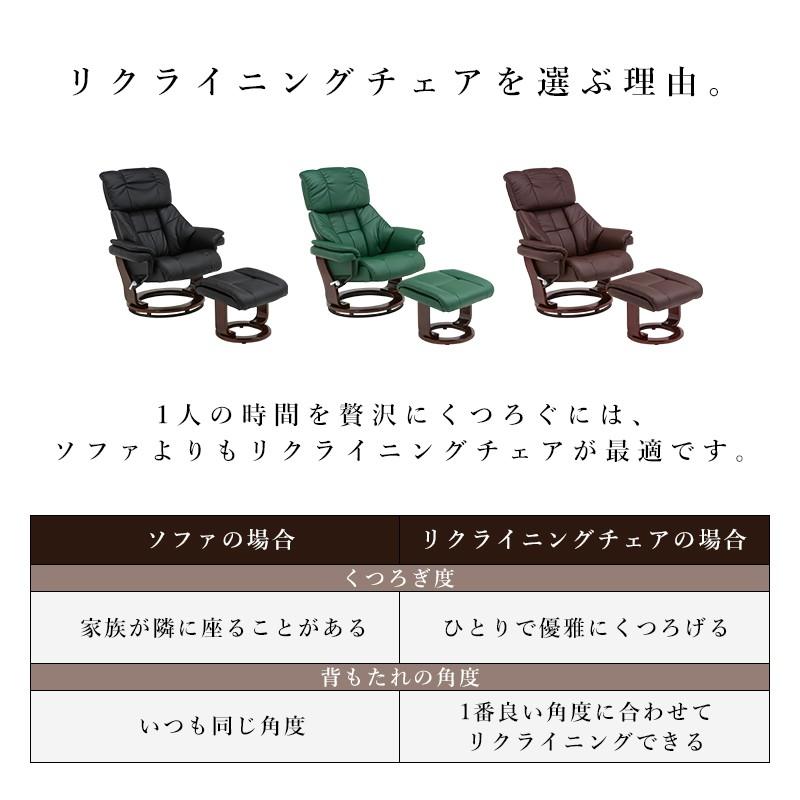 リクライニングチェア オットマン付 パーソナルチェア 一人用 回転式 アームチェア レザー調 ウレタンフォーム LRC-4602_2