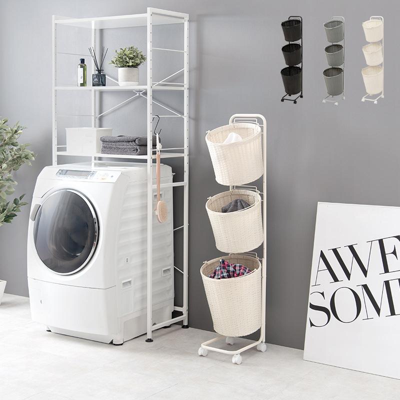 ランドリーラック 丸型 3個タイプ ランドリーバスケット キャスター付き ランドリー収納 洗濯籠 洗濯物収納 ランドリーチェスト 通気性 おしゃれ シンプル 洗濯 |  | 01