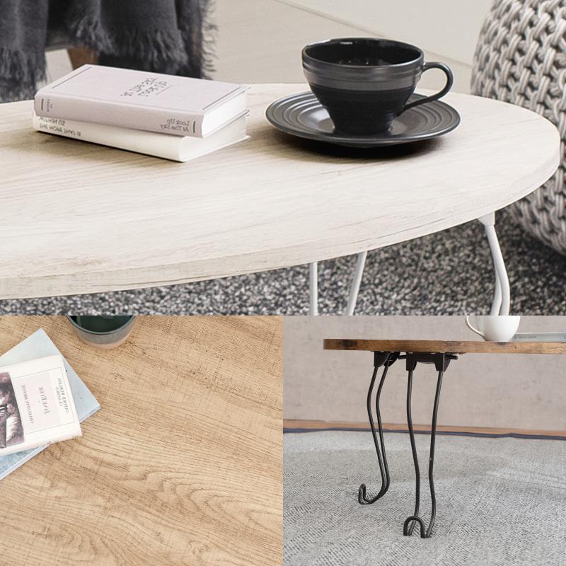 折れ脚テーブル 角型 幅80cm ローテーブル センターテーブル リビングテーブル 折りたたみ 折り畳み 古木風 木目 アイアン 猫脚 シック コンパクト 収納 軽量 |  | 02