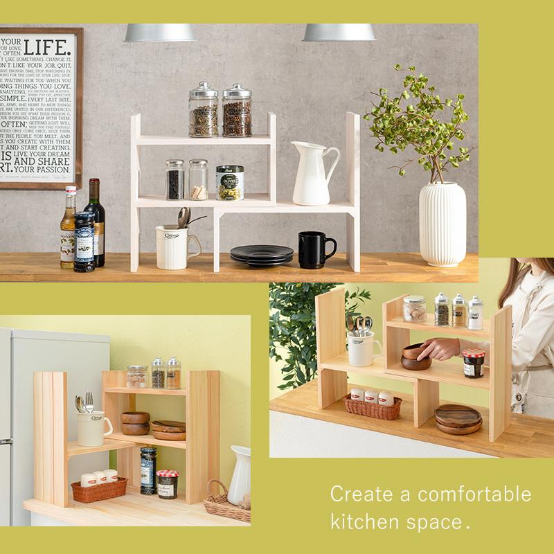 伸縮ラック オープンラック スパイスラック 調味料ラック 伸縮式 完成品 おしゃれ ディスプレイラック 飾り棚 キッチン収納 リビング L字ラック コーナーラック |  | 02