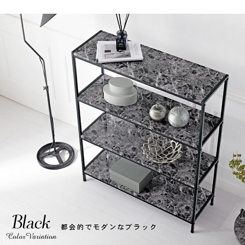 オープンラック 収納棚 幅90 奥行30 大理石柄 モノトーン 4段 スリム シンプル ディスプレーラック オープンシェルフ エレガント |  | 16