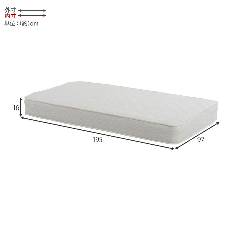 シングルベッド マットレス付き すのこベッド 木製 ボンネルコイルマットレスセット コンセント付き 高さ調整 高さ調節 ナチュラル ライトブラウン ホワイト | ブランド登録なし | 19