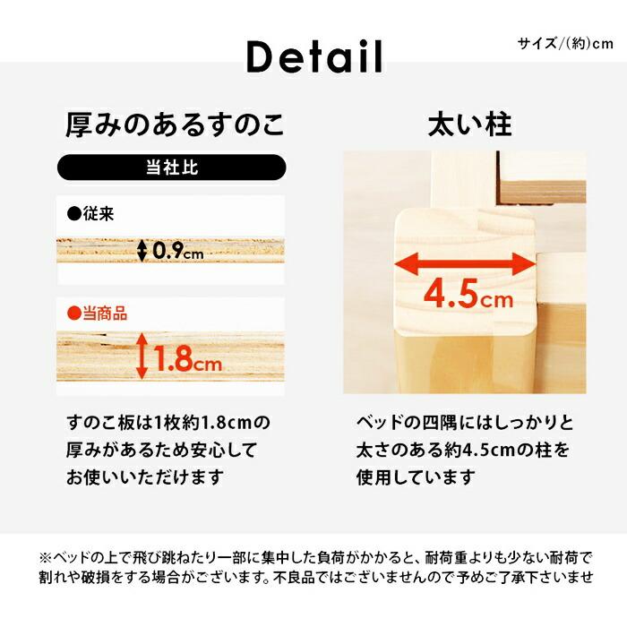 シングルベッド マットレス付き コンセント付き 組立簡単 木製 すのこベッド ブラウン ナチュラル ホワイト ベッドフレーム シングルサイズ シンプル 一人暮らし | ブランド登録なし | 08