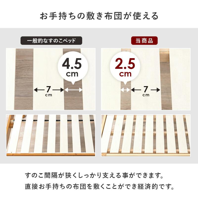 セミダブルベッド すのこベッド コンセント付き 通気性 敷布団対応 宮棚 ベッドフレーム 敷き布団可能 木製 高さ調整 高さ調節 シンプル 床板下 ベットフレーム | ブランド登録なし | 06