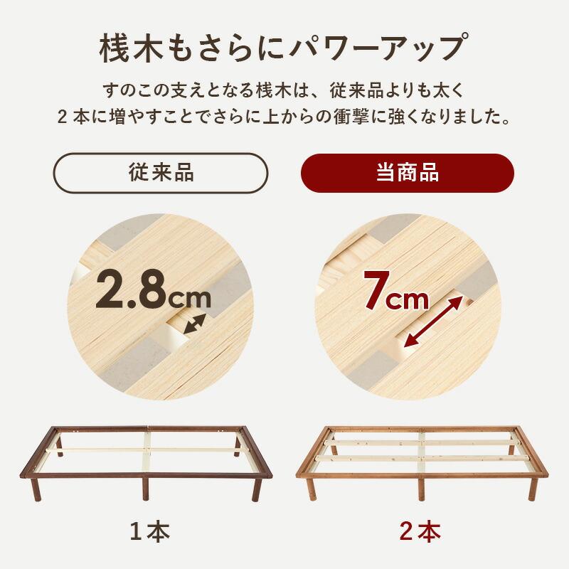すのこベッド シングルロング 敷布団対応 ヘッドレス 高さ調節 木製 高さ調整 シングルベッド ロング丈 ベッドフレーム ひとり暮らし ナチュラル ブラウン | ブランド登録なし | 08