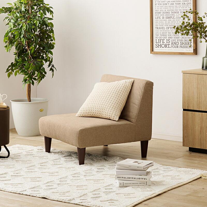 ソファ 一人掛け アームレス 肘無 木脚 グレー ベージュ ファブリック 布張り おしゃれ 北欧 カントリー シンプルモダン ローソファ 1P ひとり掛け コンパクト | ブランド登録なし | 04