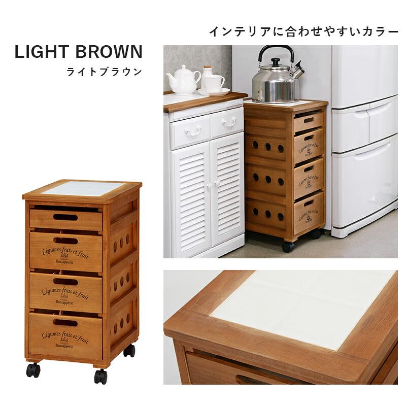 キッチンストッカー キッチン収納 キャスター付き キッチンワゴン 野菜ストッカー 木製 おしゃれ 北欧 モダン ヴィンテージ 天然木 ホワイト ブラウン 英字 | ブランド登録なし | 11