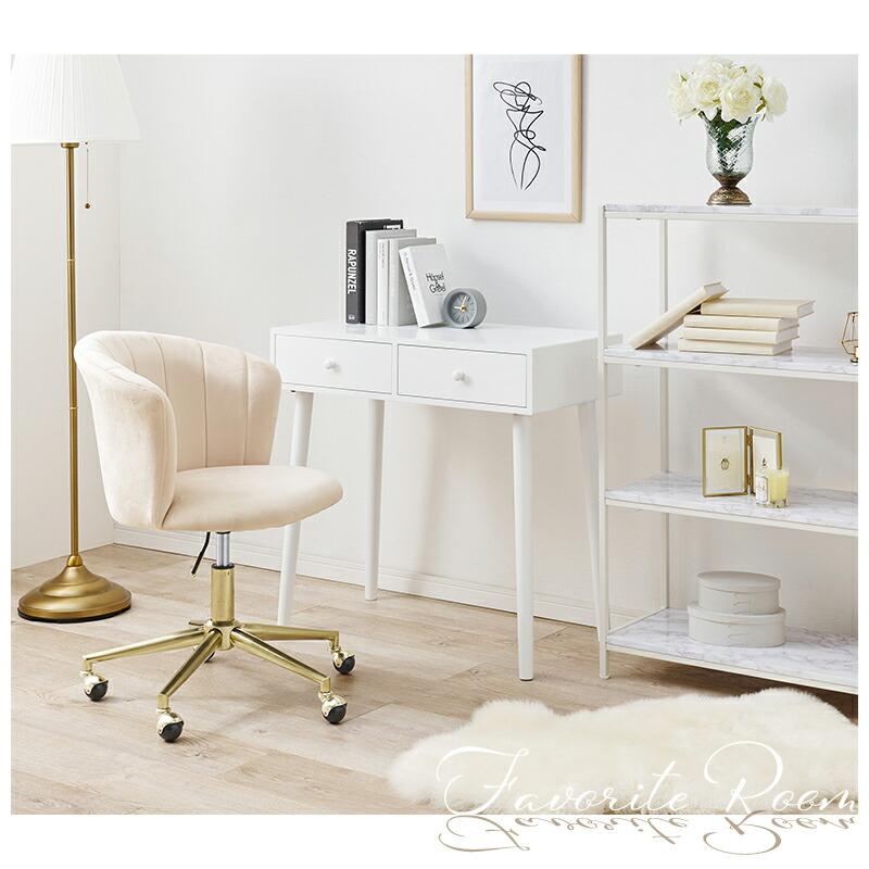 チェア キャスター付き ゴールド ベロア ファブリック 布張り 回転チェア おしゃれ 高級感 ヨーロピアン ピンク グレー アイボリー パソコンチェア PCチェア | ブランド登録なし | 10