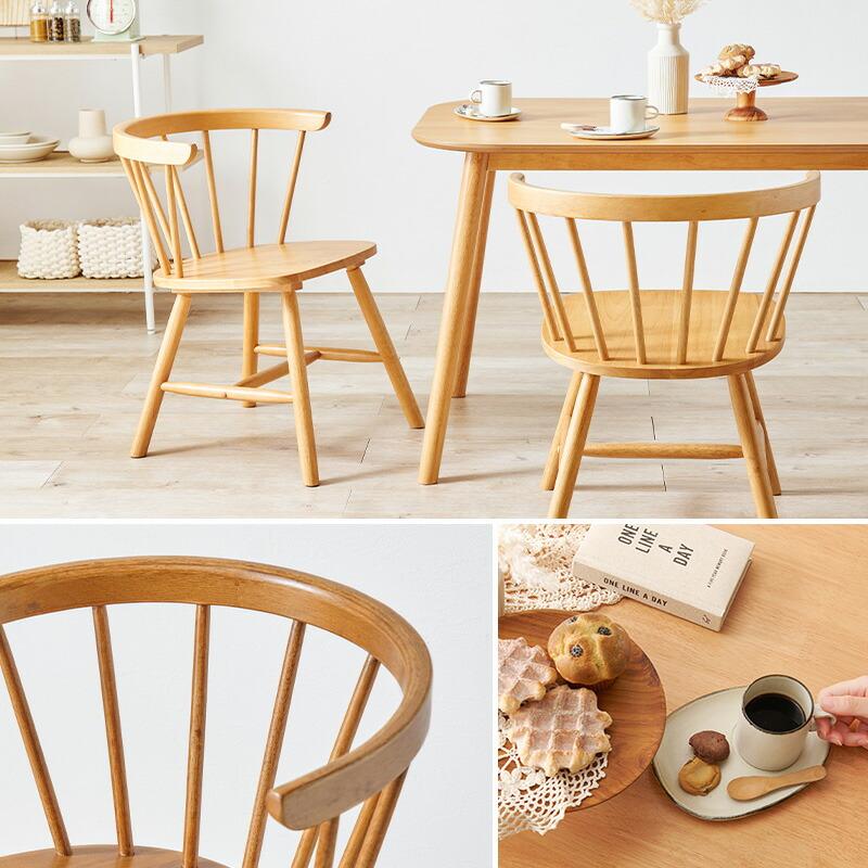 ダイニングチェア Dタイプ アームレス 木製 天然木 ホワイト/ナチュラル/ライトブラウン ウィンザーチェア 肘無 おしゃれ カフェ 北欧 カントリー アンティーク | ブランド登録なし | 09