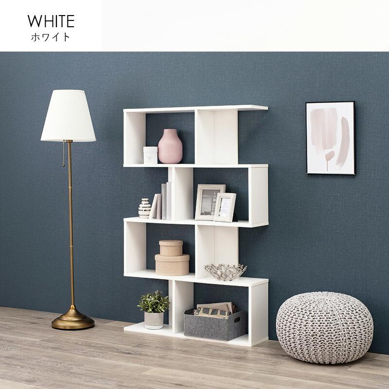 ディスプレイラック 4段 幅90cm 間仕切り 木製 木目柄 S字 ワイドタイプ ブラウン/ナチュラル/ホワイト オープンラック 飾り棚 区切り 壁面収納 おしゃれ 北欧 | ブランド登録なし | 13