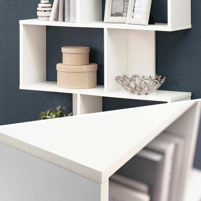 ディスプレイラック 4段 幅90cm 間仕切り 木製 木目柄 S字 ワイドタイプ ブラウン/ナチュラル/ホワイト オープンラック 飾り棚 区切り 壁面収納 おしゃれ 北欧 | ブランド登録なし | 03