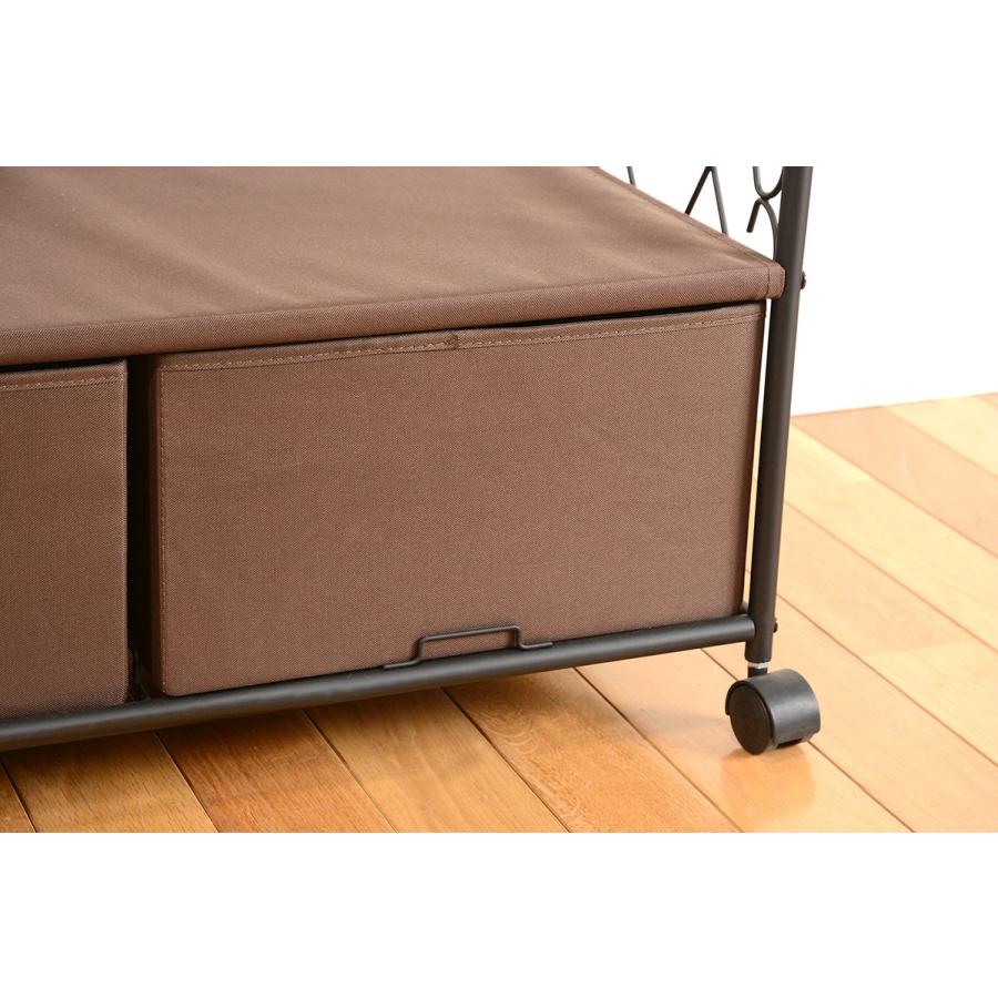 ハンガーラック 幅75cm キャスター付 棚付き 引き出し付き 洋服掛け コートハンガー 収納ラック 収納棚 KHR-3160BR |  | 03