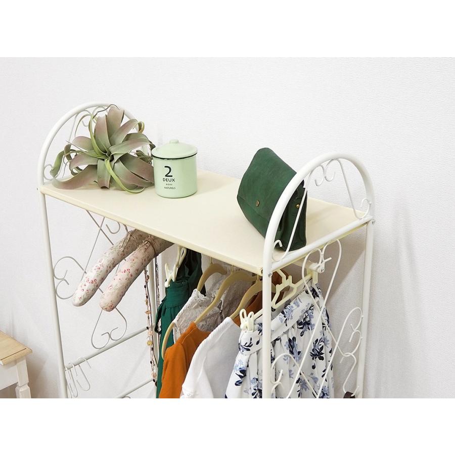 ハンガーラック 幅75cm キャスター付 棚付き 収納付き 洋服掛け コートハンガー 収納ラック 収納棚  KHR-3160WH |  | 03