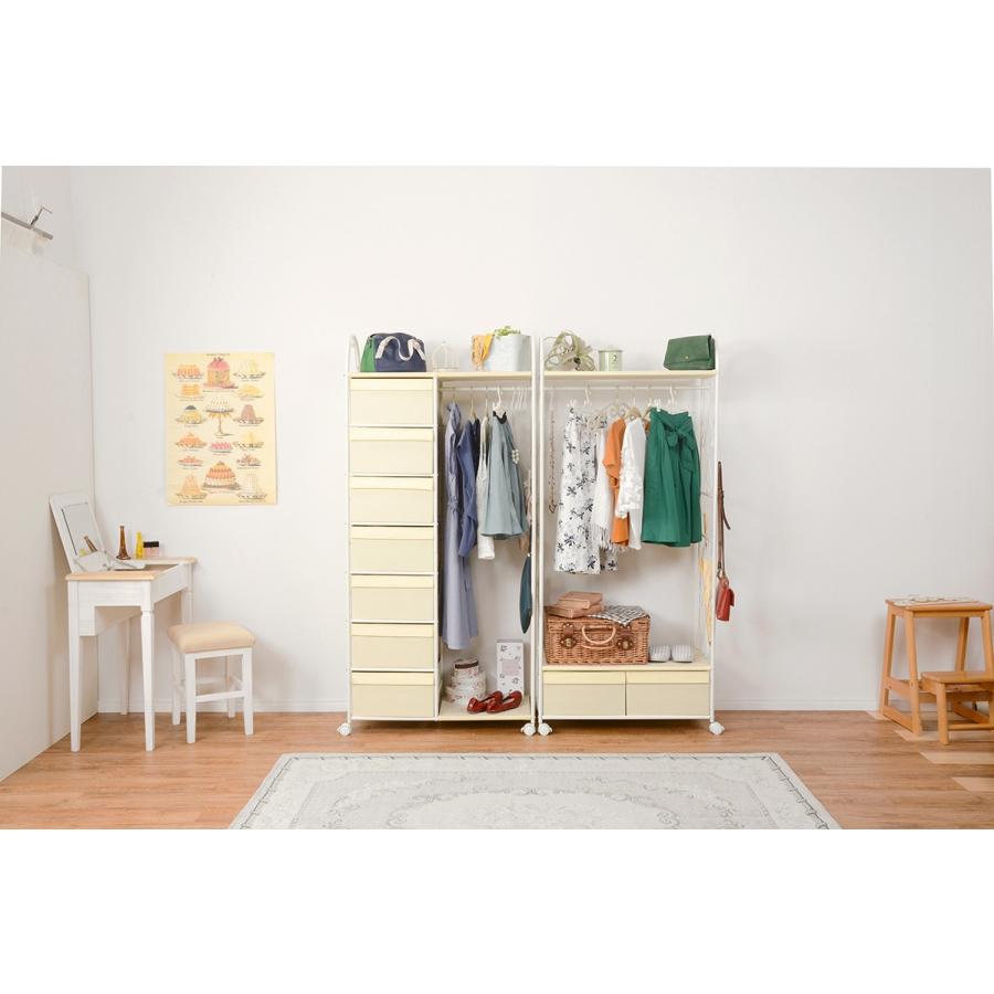 ハンガーラック 幅75cm キャスター付 棚付き 収納付き 洋服掛け コートハンガー 収納ラック 収納棚  KHR-3160WH |  | 07