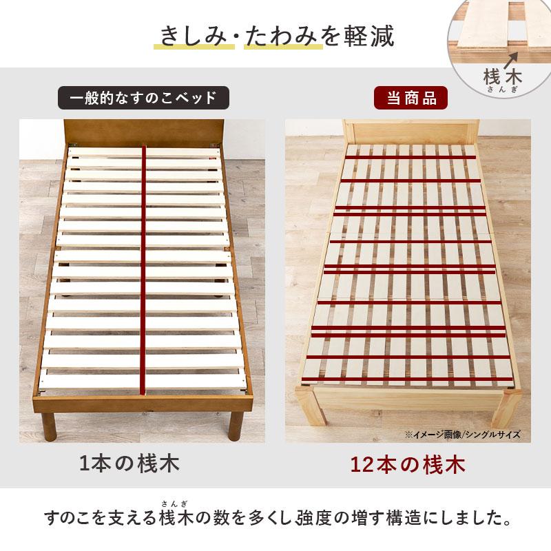 マットレス ボンネルコイル付セミダブルベッド コンセント付 3段階高さ調整 木製ベッド  棚付き おしゃれ 北欧 すのこ ベット ベット下収納 セミダブルサイズ |  | 05