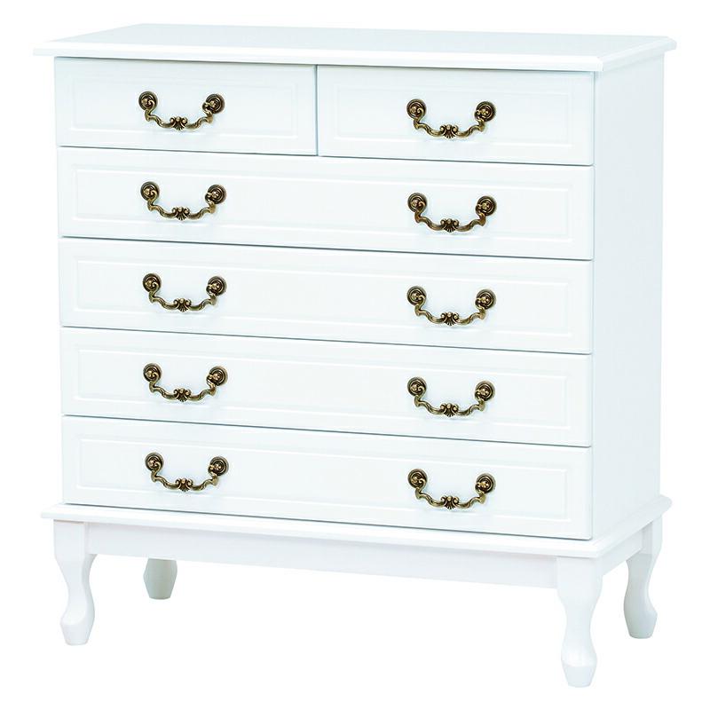 チェスト 猫脚 アンティーク 白 5段 ワイドチェスト おしゃれ かわいい 脚付き 木製 リビング タンス 収納 ホワイト MCH-6328 | 