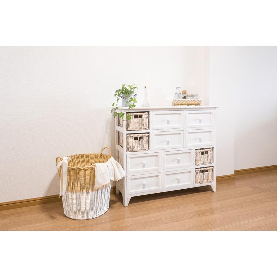 チェスト 幅85cm アンティーク調リビングチェスト 完成品 4段 奥行30 バスケット付 収納家具 MCH-5217AW |  | 01