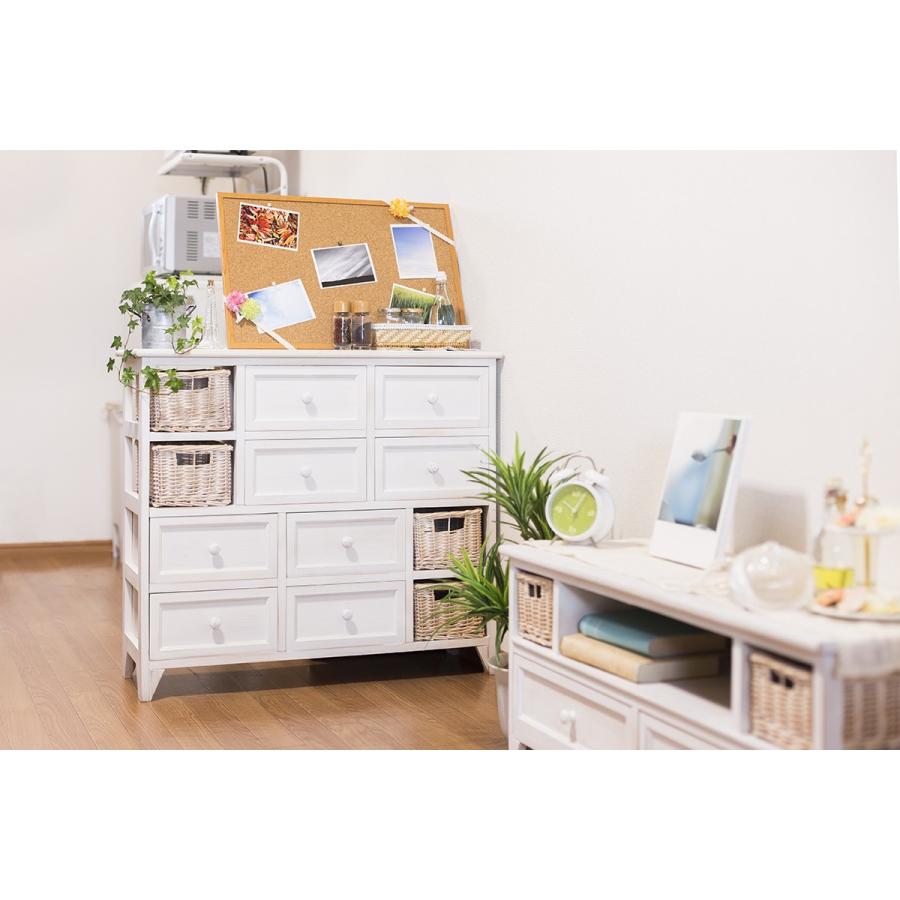 チェスト 幅85cm アンティーク調リビングチェスト 完成品 4段 奥行30 バスケット付 収納家具 MCH-5217AW |  | 02