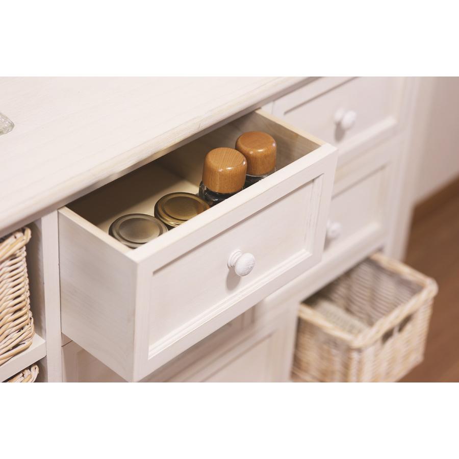 チェスト 幅85cm アンティーク調リビングチェスト 完成品 4段 奥行30 バスケット付 収納家具 MCH-5217AW |  | 04