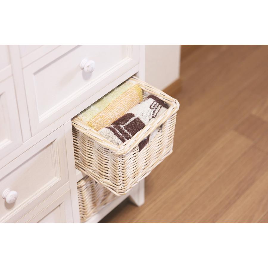 チェスト 幅85cm アンティーク調リビングチェスト 完成品 4段 奥行30 バスケット付 収納家具 MCH-5217AW |  | 05