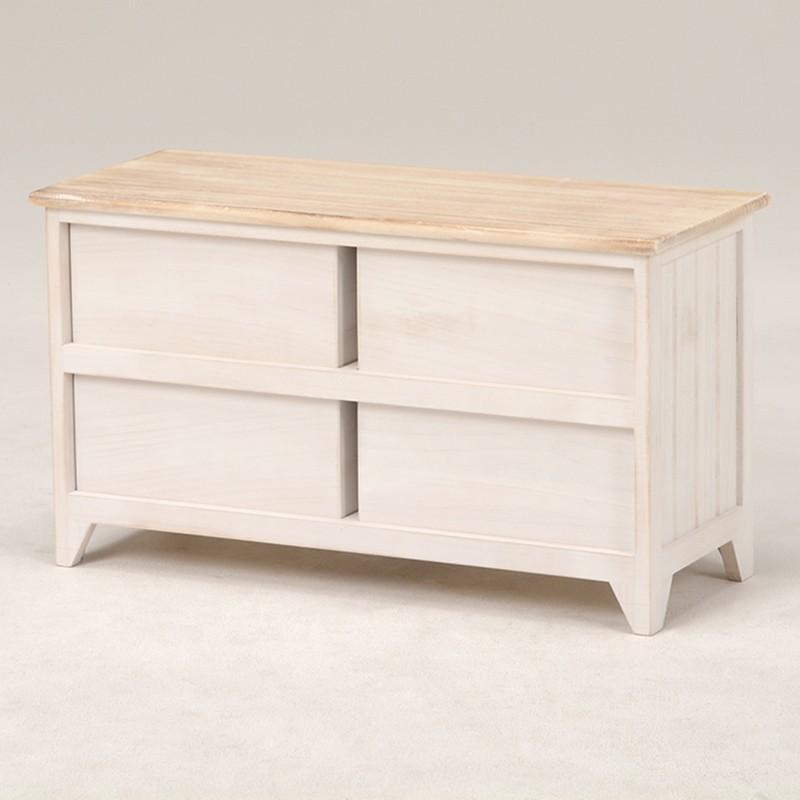 ローチェスト 2段 幅75 完成品 ワイドチェスト 脚付き 衣類収納 フレンチカントリーローチェスト テレビ台 MCH-5278NAW |  | 01