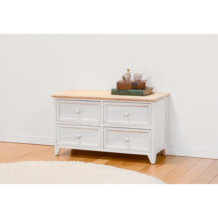 ローチェスト 2段 幅75 完成品 ワイドチェスト 脚付き 衣類収納 フレンチカントリーローチェスト テレビ台 MCH-5278NAW |  | 02