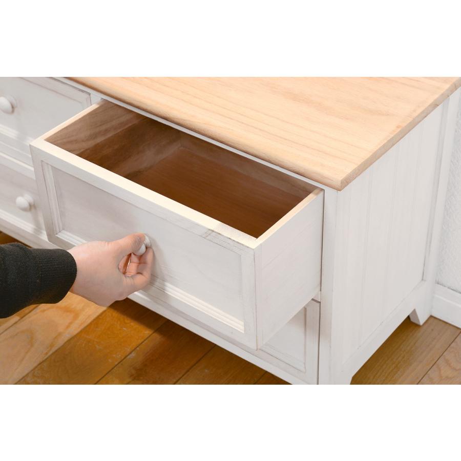 ローチェスト 2段 幅75 完成品 ワイドチェスト 脚付き 衣類収納 フレンチカントリーローチェスト テレビ台 MCH-5278NAW |  | 05