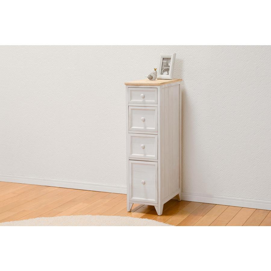 チェスト スリム 幅25cm 4段 フレンチカントリー スリムチェスト キッチン収納 キッチンラック MCH-5281NAW |  | 03