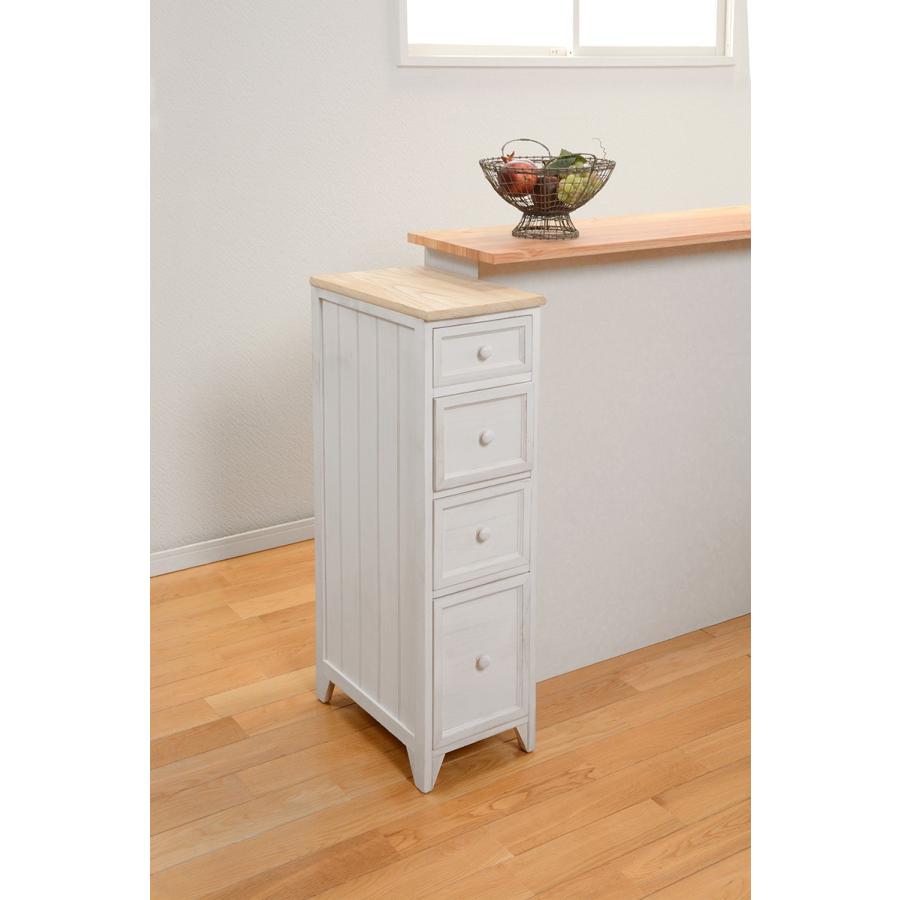 チェスト スリム 幅25cm 4段 フレンチカントリー スリムチェスト キッチン収納 キッチンラック MCH-5281NAW |  | 04