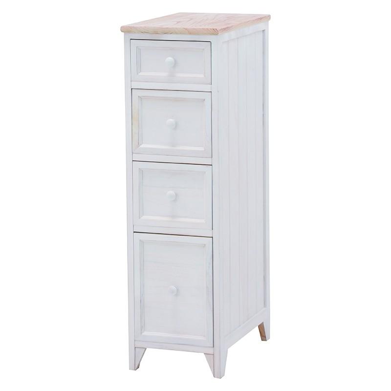 チェスト スリム 幅25cm 4段 フレンチカントリー スリムチェスト キッチン収納 キッチンラック MCH-5281NAW |  | 06