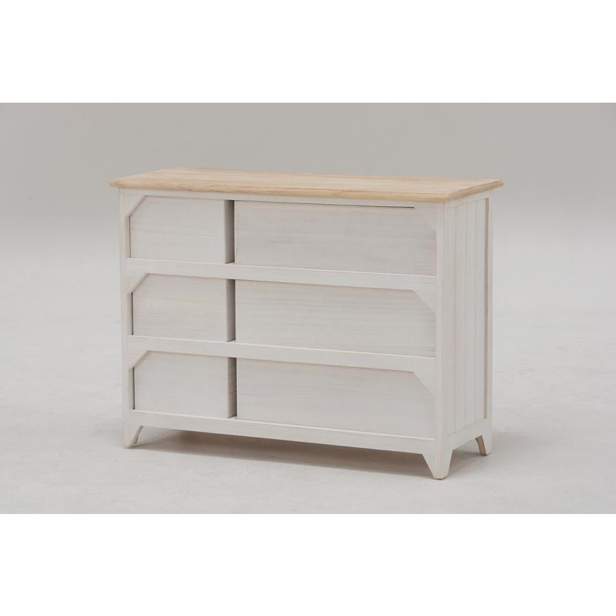 ローチェスト 3段 木製 ワイドチェスト 脚付き 収納 フレンチカントリーローチェスト テレビ台 MCH-5288NAW |  | 01