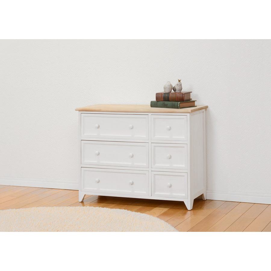 ローチェスト 3段 木製 ワイドチェスト 脚付き 収納 フレンチカントリーローチェスト テレビ台 MCH-5288NAW |  | 03