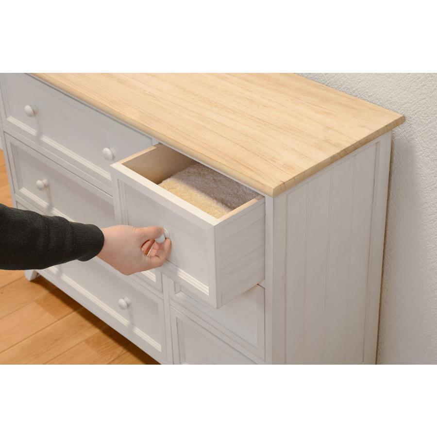 ローチェスト 3段 木製 ワイドチェスト 脚付き 収納 フレンチカントリーローチェスト テレビ台 MCH-5288NAW |  | 06