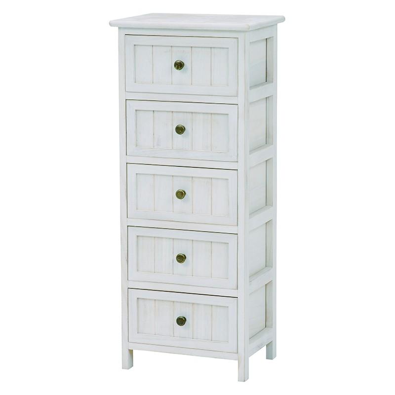 チェスト 幅35cm 5段 アンティーク調チェスト 木製 脚付き 収納家具 フ電話台 MCH-5375AW | 