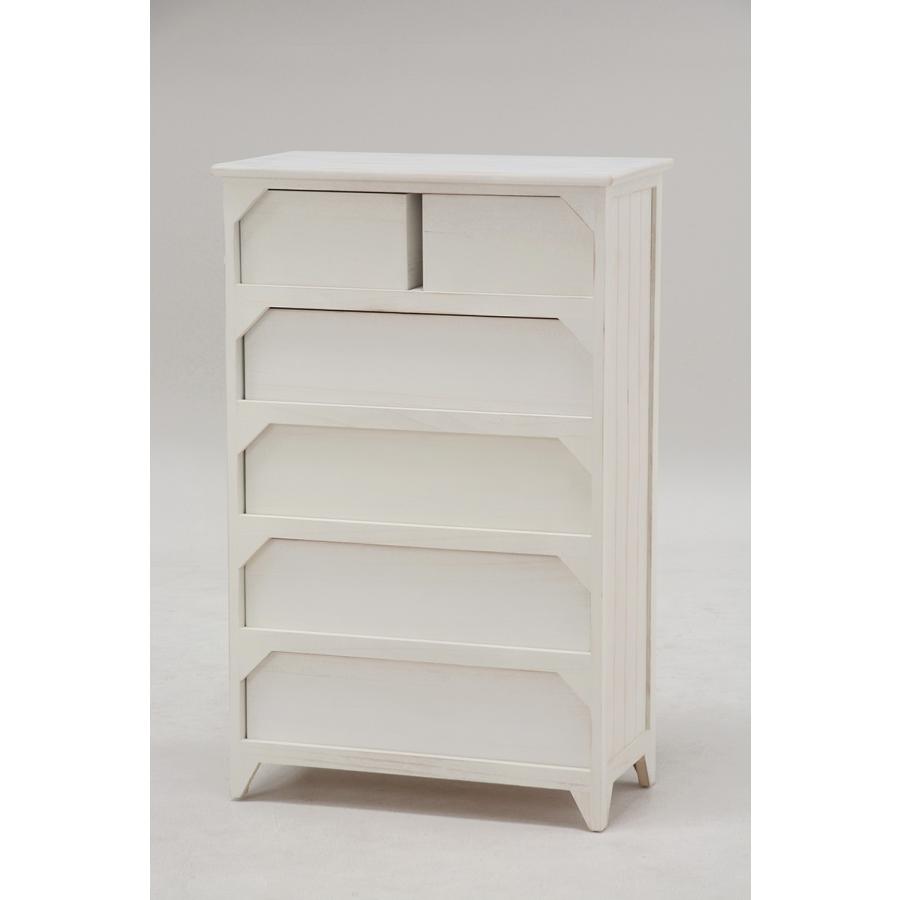 5段 チェスト 幅60cm 完成品 脚付き 収納 シャビーウッド アンティーク MCH-5387AW |  | 01