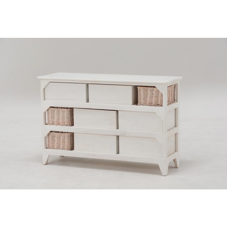 チェスト 3段 幅90cm ワイドチェスト ローチェスト アンティーク調チェスト カゴ付 完成品 MCH-5713AW |  | 01