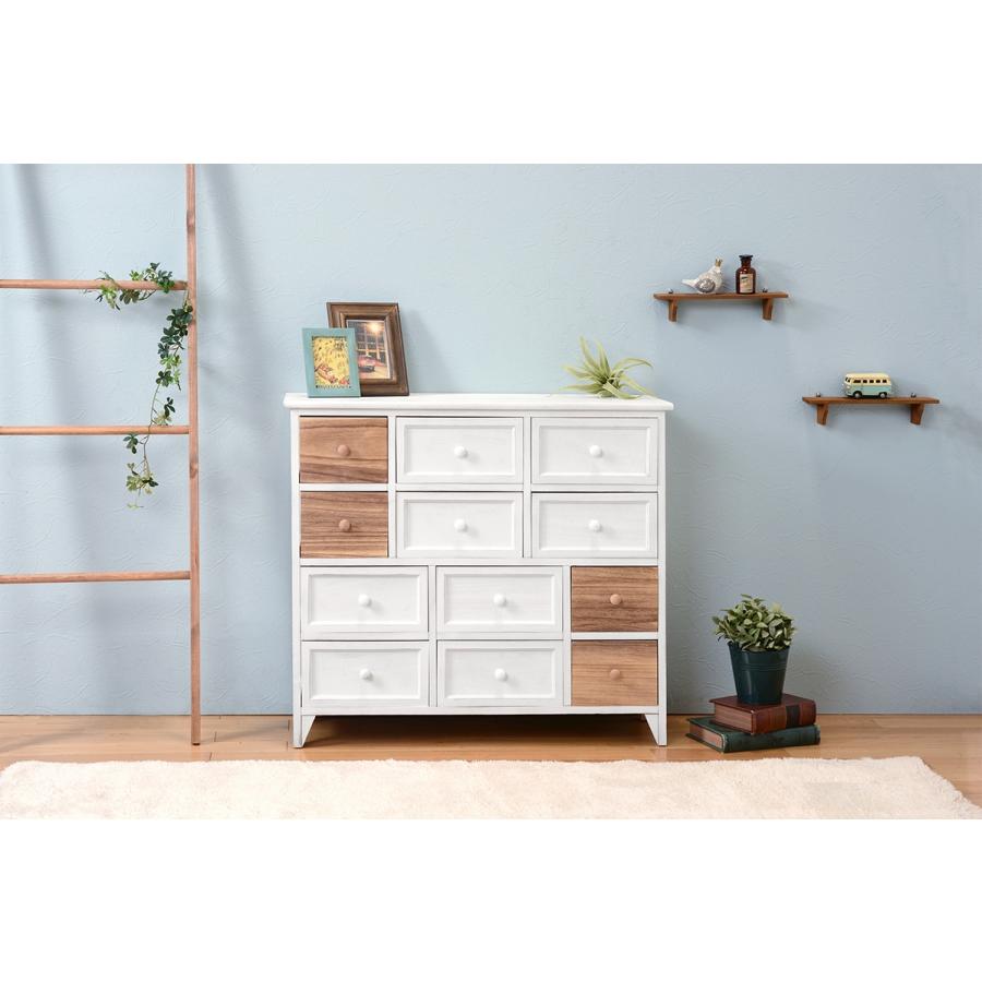 チェスト 幅85cm 4段 ワイドチェスト ローチェスト アンティーク調チェスト 完成品 リビング収納 MCH-5717AW |  | 06