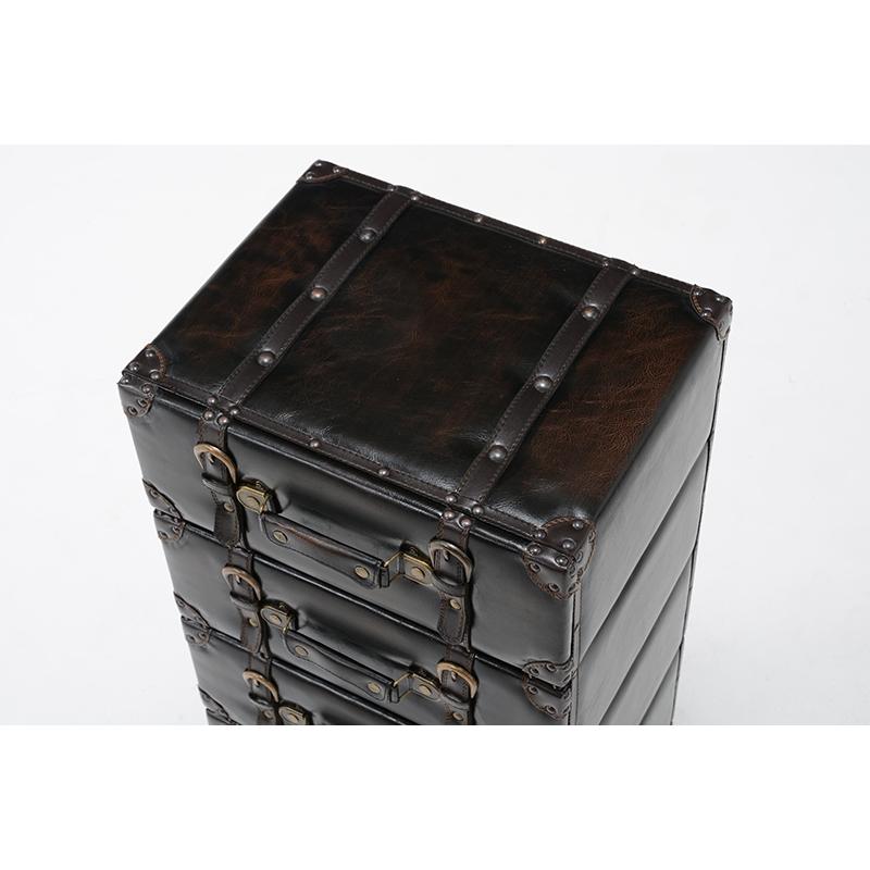 トランク型 チェスト 4段 トランク収納 小物収納 アクセサリー収納 レザー 合皮 MCH-6004DBR |  | 02