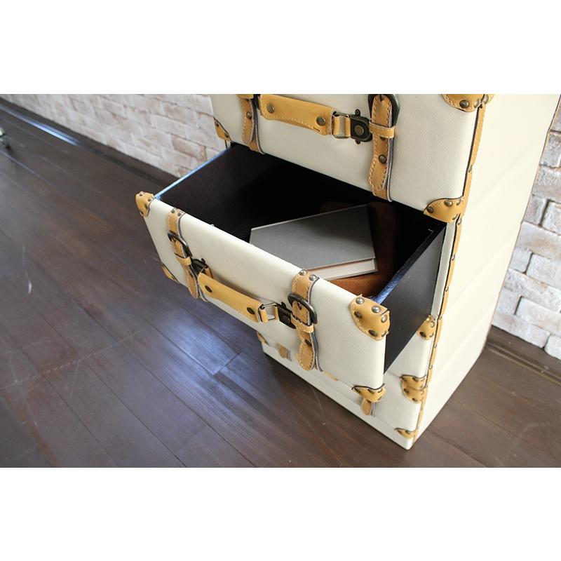 トランク型 チェスト 4段 トランク収納 レザー 合皮 収納家具 衣類収納 アメリカン 小物収納 デザイン MCH-6004IV |  | 03