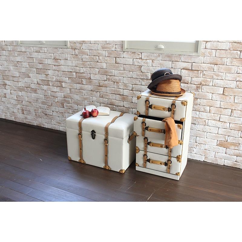 トランク型 チェスト 4段 トランク収納 レザー 合皮 収納家具 衣類収納 アメリカン 小物収納 デザイン MCH-6004IV |  | 04